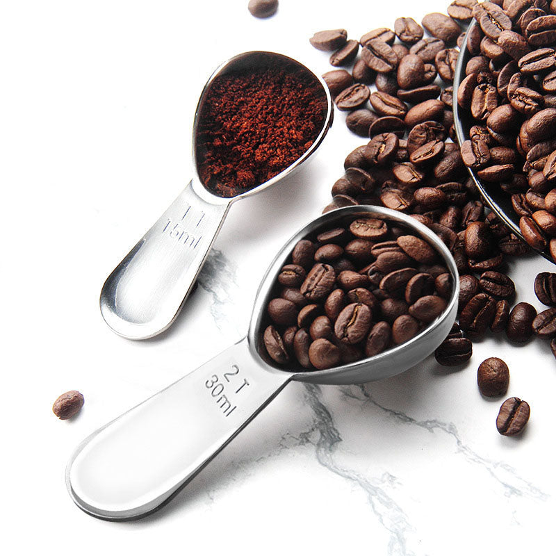 Stainless Steel Coffee Measuring Scoop Set – Precision 15–30ml Scale for Perfect Brewing