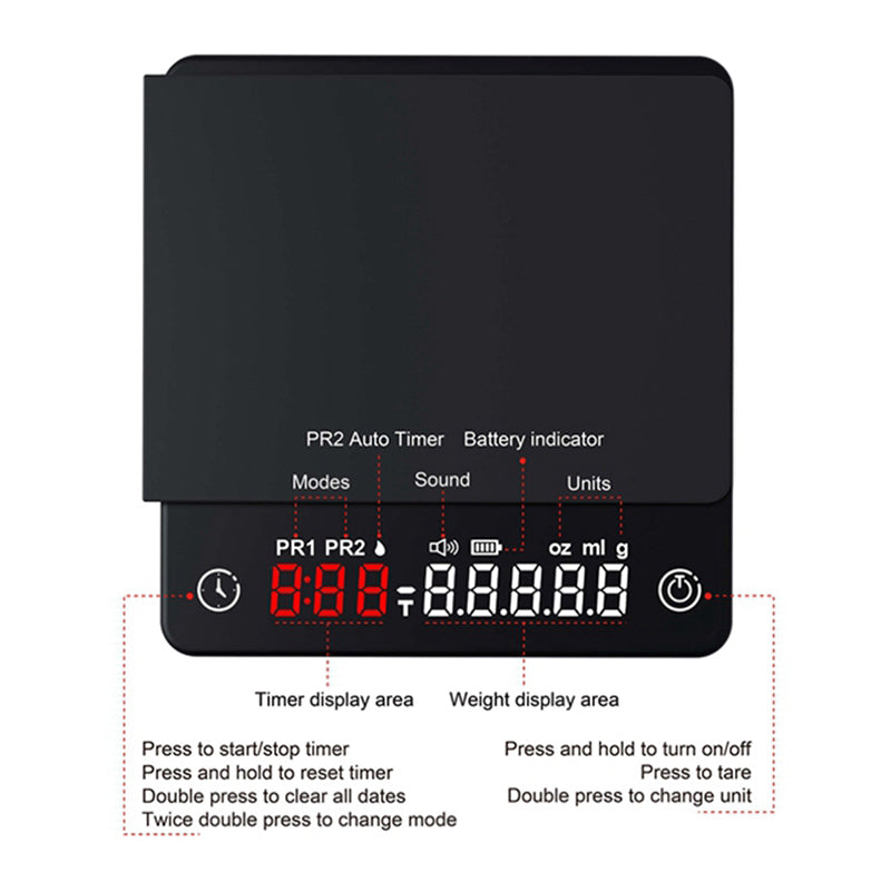 Precision Coffee Scale with Built-In Timer