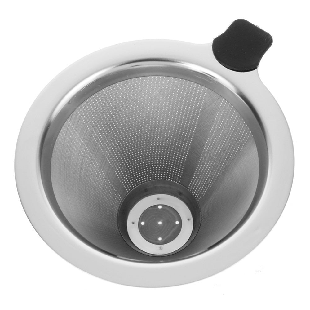 Pour Over Coffee set w/ paperless, reusable, stainless steel filter.